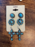Turquoise Stone Three Earring Set