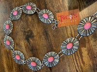 Stamped Oval Concho Belt with Stone