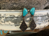 Stone Rhombus Drop Earring