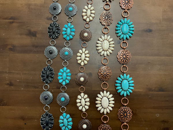 Flower and Circle Alternating Concho Belt