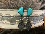 Stone Rhombus Drop Earring