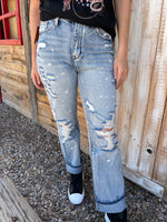 Taos Paint Splatter Straight Leg Jeans
