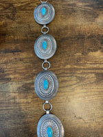 Stamped Oval Concho Belt with Stone