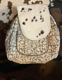 Woven Backpack with Cowhide
