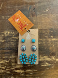 Turquoise Stone Three Earring Set