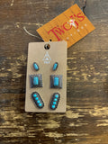 Turquoise Stone Three Earring Set