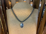 16 inch Navajo pearl with stone pendant