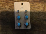 Turquoise Stone Three Earring Set