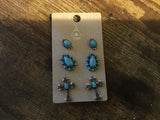 Turquoise Stone Three Earring Set