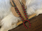 Oval stone 15 squash blossom necklace