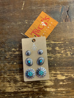 Turquoise Stone Three Earring Set