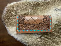 Tooled single snap wallet