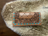 Tooled single snap wallet