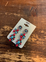 Turquoise Stone Three Earring Set