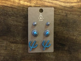 Turquoise Stone Three Earring Set