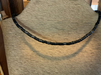 Black flat bead necklace