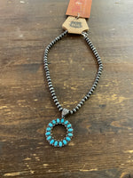 Navajo Bead Short Necklace with Pendant