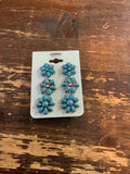 Turquoise Stone Three Earring Set