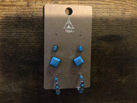 Turquoise Stone Three Earring Set