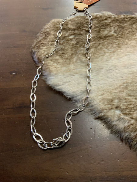 Silver Long Paper Clip Necklace