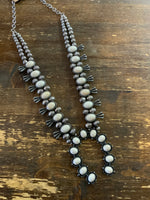 Oval stone 15 squash blossom necklace
