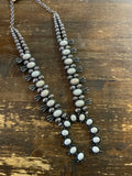 Oval stone 15 squash blossom necklace