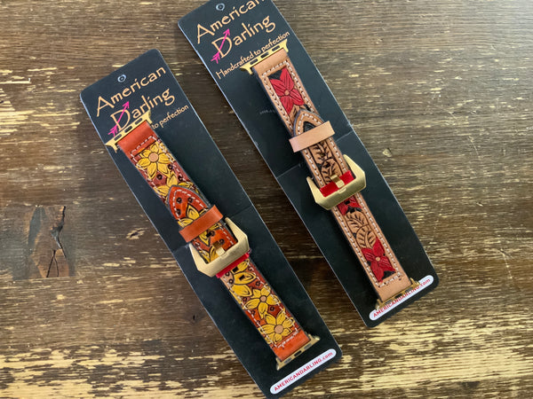 Tooled leather Apple Watch bands