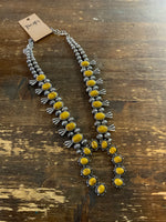 Oval stone 15 squash blossom necklace