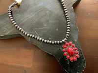 16 inch Navajo pearl with stone pendant