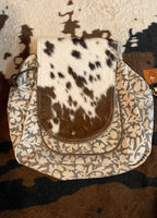 Woven Backpack with Cowhide