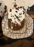 Woven Backpack with Cowhide