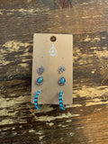 Turquoise Stone Three Earring Set