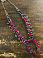 Oval stone 15 squash blossom necklace