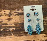 Turquoise Stone Three Earring Set