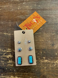 Turquoise Stone Three Earring Set