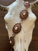 Stamped Oval Concho Belt with Stone