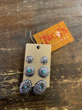 Turquoise Stone Three Earring Set