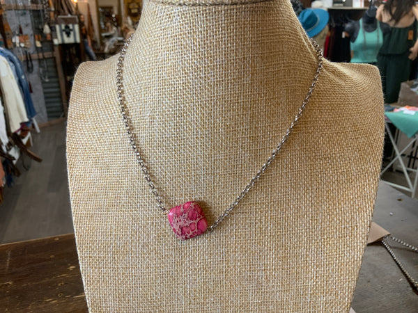 Pink single stone necklace