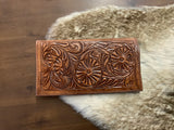 Tooled single snap wallet