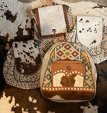 Woven Backpack with Cowhide