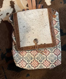 Woven Backpack with Cowhide