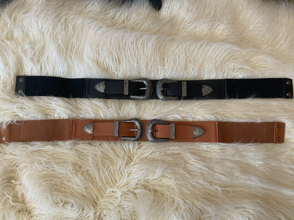 Elastic double buckle belt