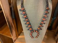 Oval stone 15 squash blossom necklace